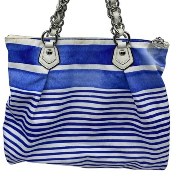 Coach Handbags - COACH XL Size Blue White Fabric Shoulder Bag
